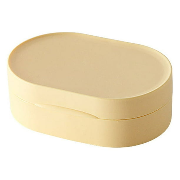 Kearding Caja de almacenamiento con tapa, contenedor impermeable a prueba de polvo, accesorio de ducha multiusos para baño de viaje Cocina y Comedor Amarillo