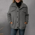 thumbnail image 5 of Yigetop Sherpa Jacket Women Women's Winter Coats Long Sleeve Lapel Button Down Pockets Fleece Jacket Casual Outerwear Winter Coats for Women, Dark Gray, L, 5 of 9