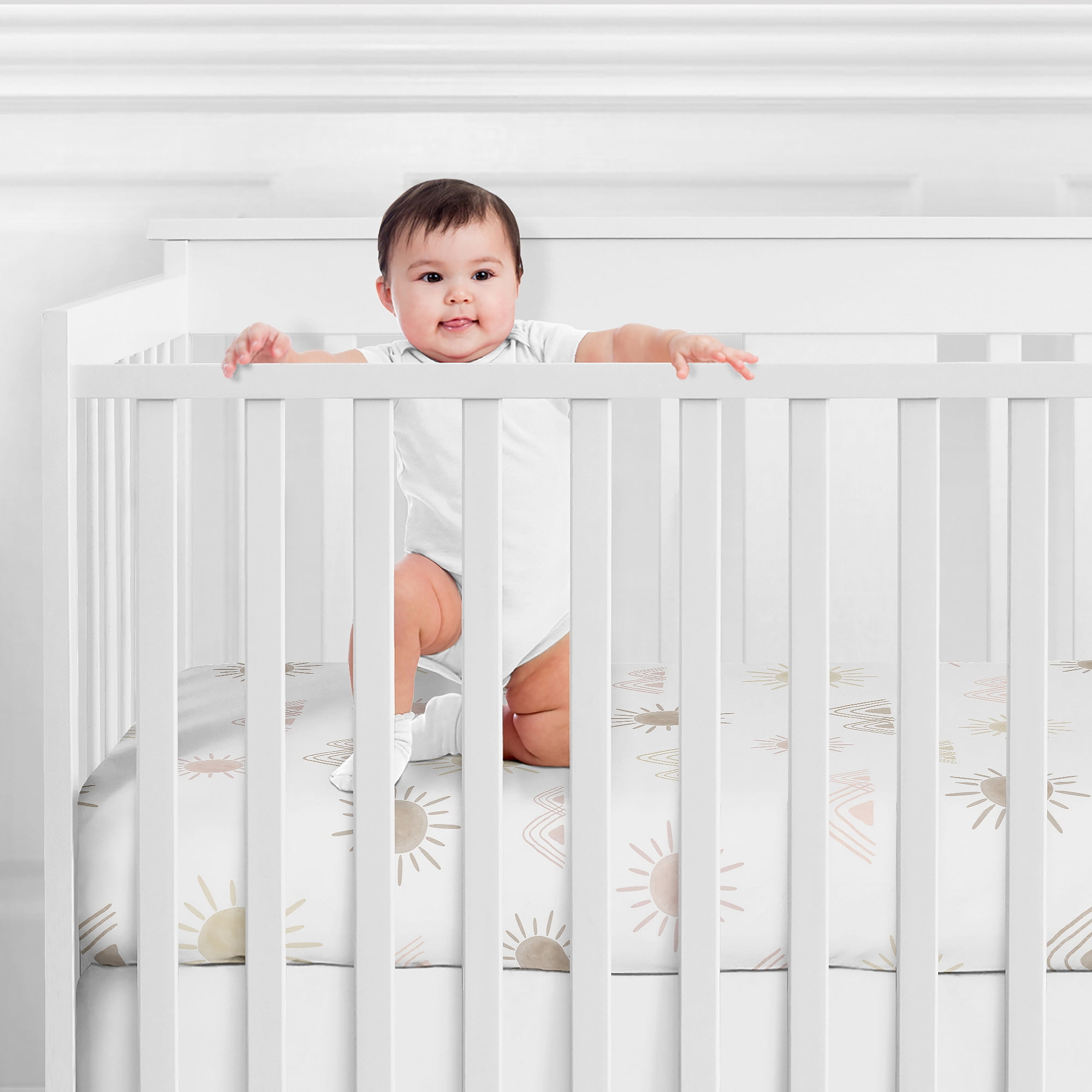 Desert Sun Pink and Mauve Fitted Crib Sheet by Sweet Jojo Designs