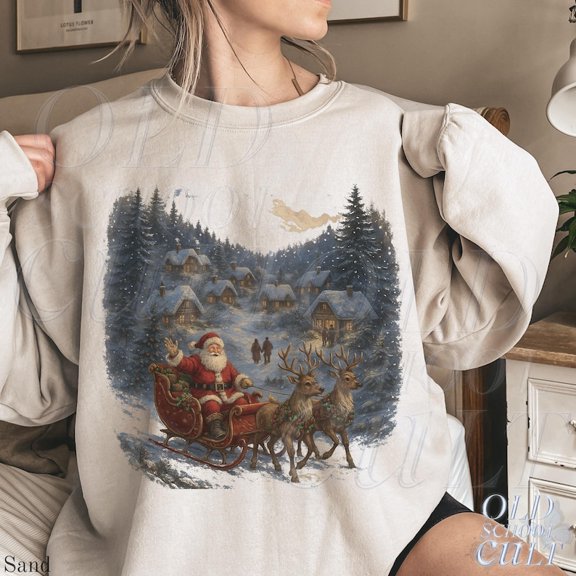 Retro Santa Sweatshirt, Vintage 90s Christmas Crewneck, Rustic Holiday Pullover, Cozy Winter Shirt