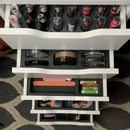 Polar Whale Drawer Makeup Organizers Compatible with IKEA Alex and Hundreds of Other Drawers 5 Piece Complete Black Foam Insert Set Lipstick Compacts and More 11.5 X 14.5 Inches