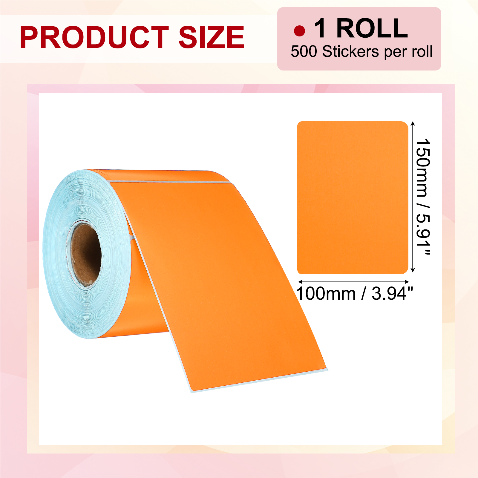 Uxcell 500Pcs Thermal Labels 3.94x5.91" Thermal Printer Labels Stickers Self Adhesive Tags Rectangle Paper Roll Small for Printer Shipping Label Mailing UPS Barcode Address Orange