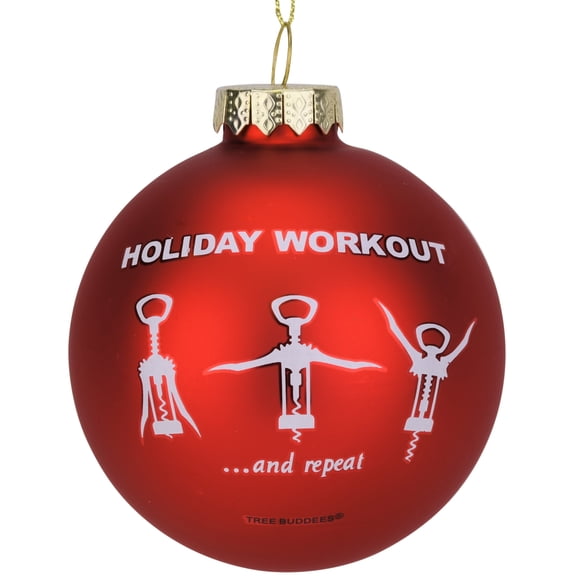 Tree Buddees Wine Opener Holiday Workout Funny Glass Christmas Ornament
