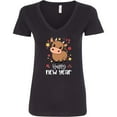 thumbnail image 3 of Inktastic Happy New Year Cute Ox Women's V-Neck T-Shirt, 3 of 5