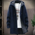 thumbnail image 2 of Turilly Hooded Jackets for Men Solid Color Thicken Windbreaker Mid Length Hooded Jacket, 2 of 5