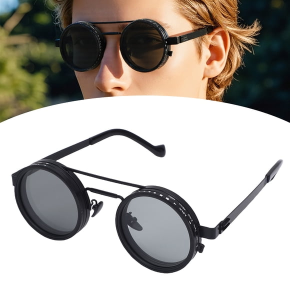 Adjustable Tint Sunglasses, ND2-400 Comfortable 1-9 Gears Round Polarized Sunglasses for Men