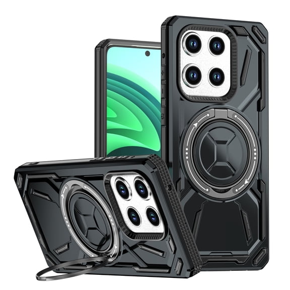 Armor Magnetic Stand for Motorola Moto G Stylus 5G 2025 Case, Compatible with MagSafe Kickstand [360° Rotating Ring Rugged Tough, Military ShockProof Heavy Duty Protective] Phone Case - Black