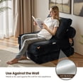 thumbnail image 6 of Ovios Folding Sofa Bed Convertible Futon Chair Bed Sleeper Comfy Fold Out Floor Couch with Pillow Lounge Bed for Small Spaces, Black, 6 of 12