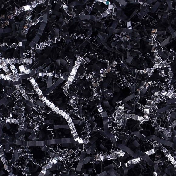 Relleno de papel arrugado TANMWZK, 900 g, negro y plateado
