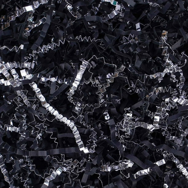 Relleno de papel arrugado TANMWZK, 900 g, negro y plateado