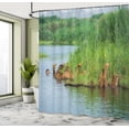 thumbnail image 4 of Ambesonne Oasis Shower Curtain, Camels in Lake Scenery Print, 69"Wx75"L, Lime Green Blue Grey, 4 of 4