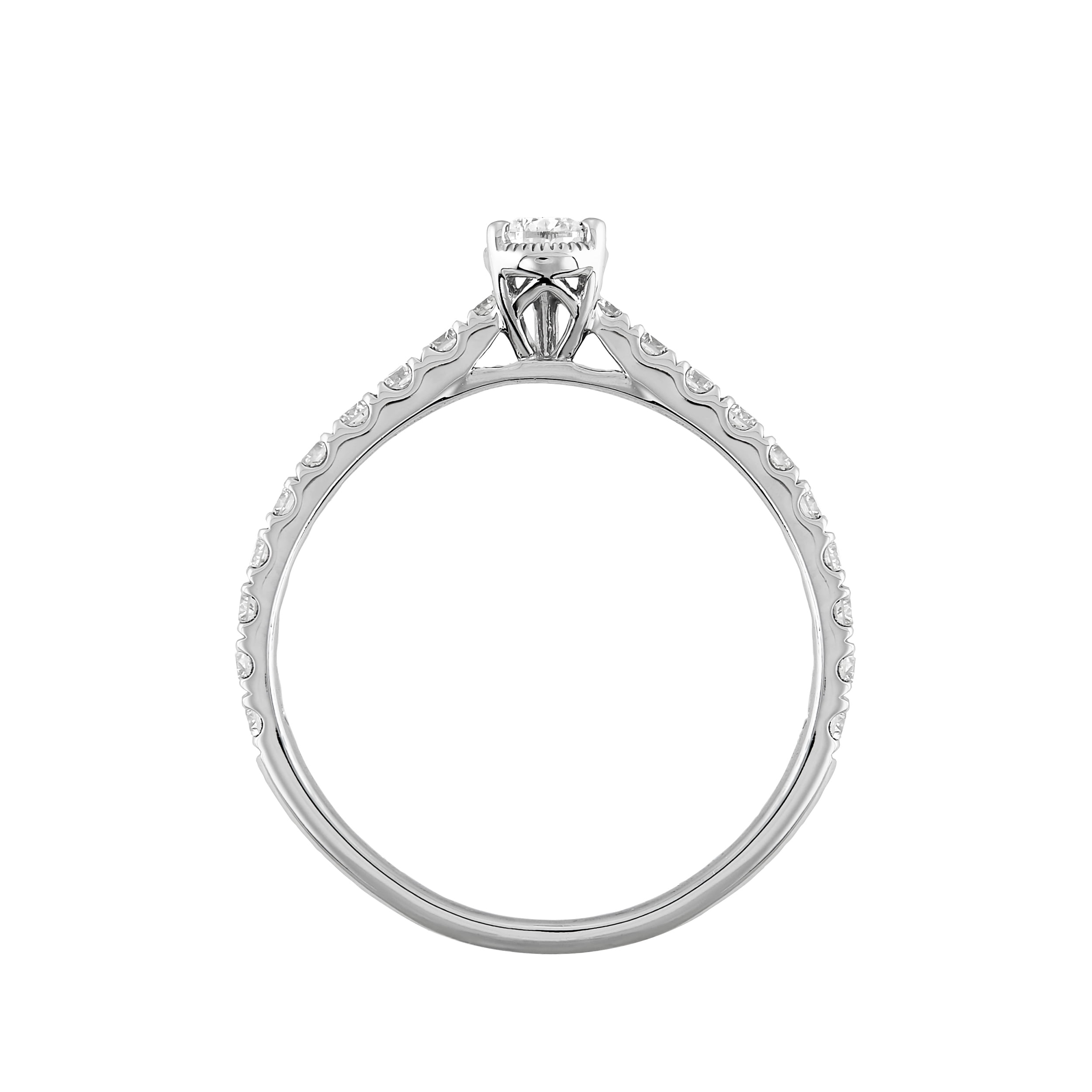 Forever Bride .50 CT Diamond Pear Engagement Ring in 10K White Gold (G-I, I1-I2), Size 7
