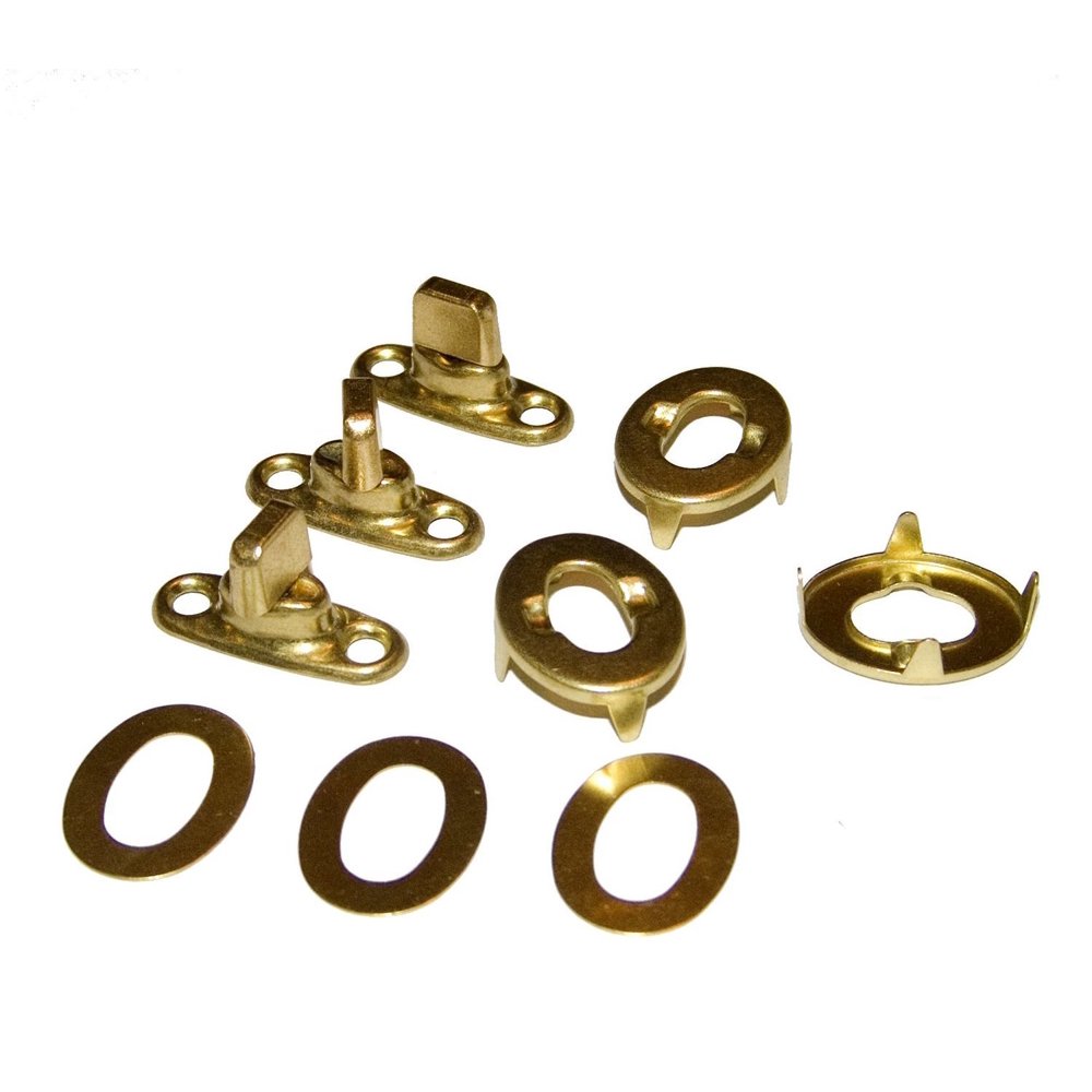 Common Sense Fastener Set, Turn Button, Gilt Brass Finish, 3 Piece Set