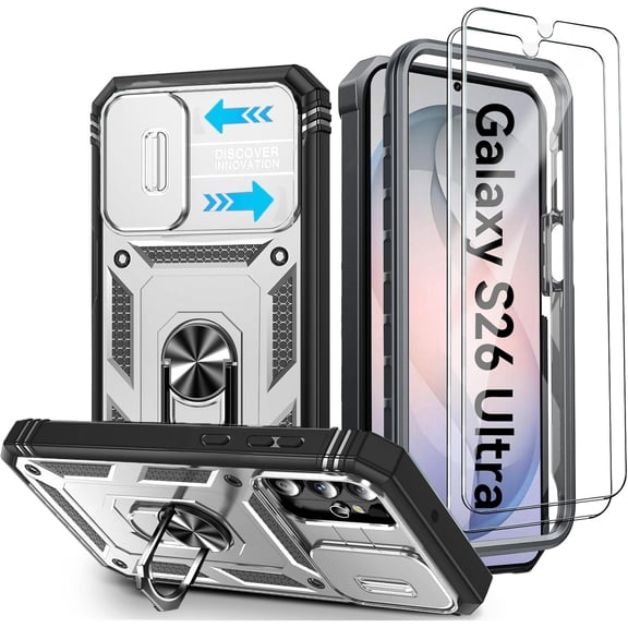 REQO for Samsung Galaxy S26 Ultra 5G Case,Samsung S 26 Ultra Phone Case with Kickstand & Camera Cover & 2 Screen Protector,Military Shockproof Case for Galaxy S26 Ultra 2026