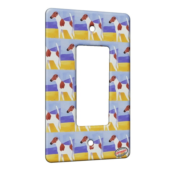 KuzmarK™ 1 Gang Rocker Wall Plate - Brown Smooth Fox Terrier Dog Modern Art by Denise Every