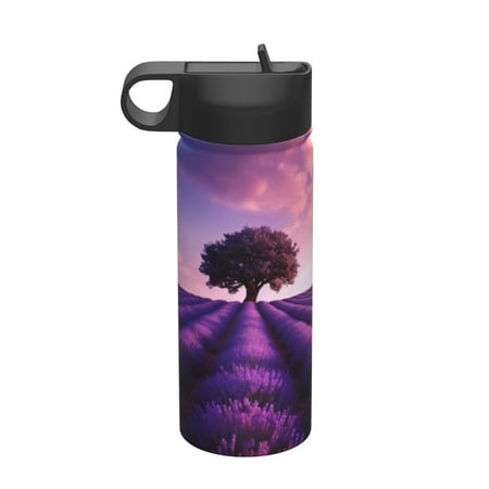 

Qekee Lavender Field Sunset Print 18OZ Sports Insulated Kettle Coffee Mug Travel Tea Mug Thermos Cup 18 Stainless Steel Water Bottle For Running Hiking Cycling
