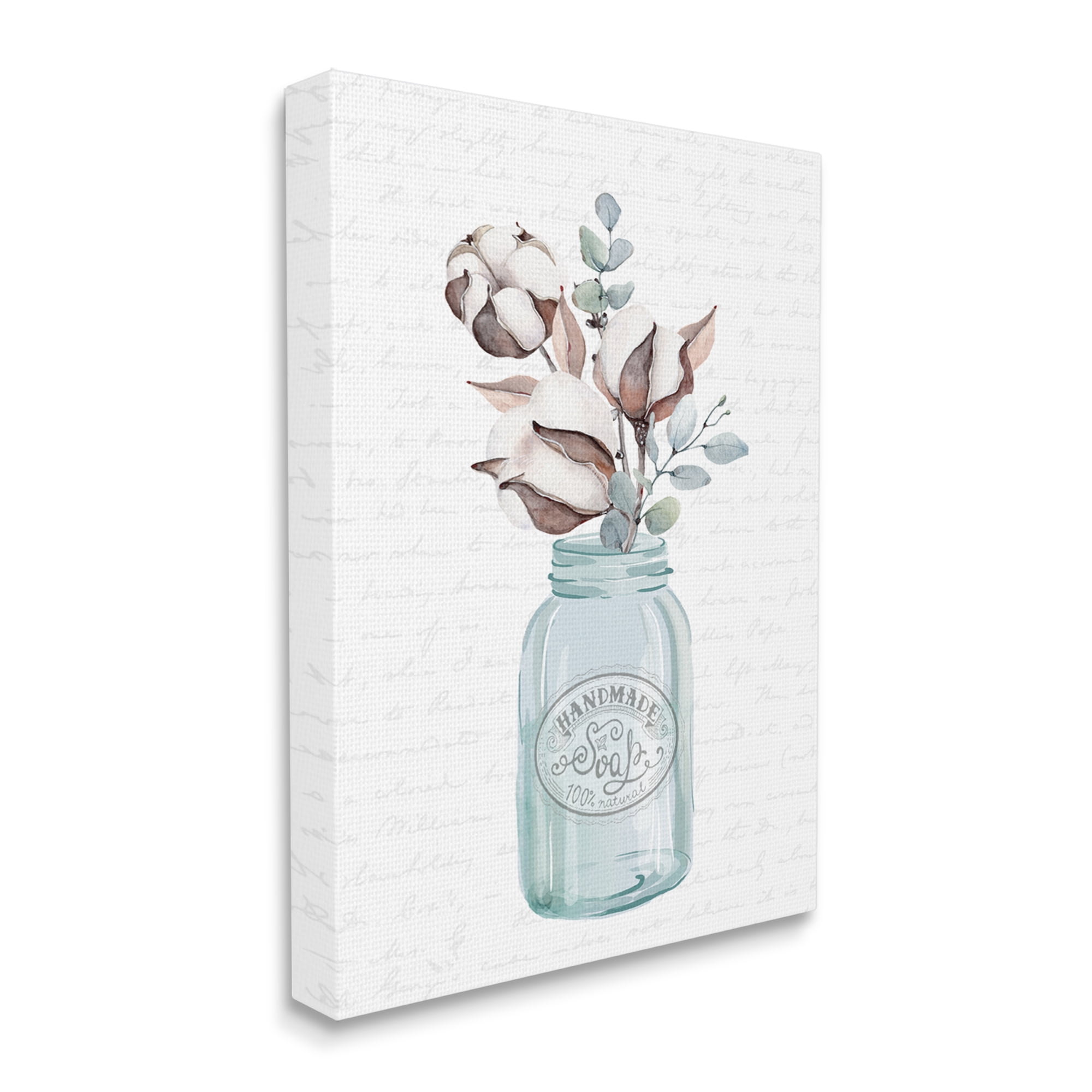 Stupell Industries Rustic Brown Flower Plant Sprigs Vintage Jar Cursive Graphic Art Gallery Wrapped Canvas Print Wall Art, Design by Lettered and Lined