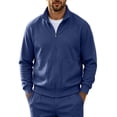 thumbnail image 3 of Vetsdori Mens Zipper Tops Waffle Winter Sport Long Sleeve Pockets Trendy Stand up Collar Plain Shirts for Men Casual, 3 of 6