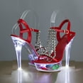 thumbnail image 6 of Modisza Women's Rinestones High Heel Light Up Transparent Platform Party Sandals Open Toe Trendy Heeled Summer Travel Stiletto Size 8 Red, 6 of 8