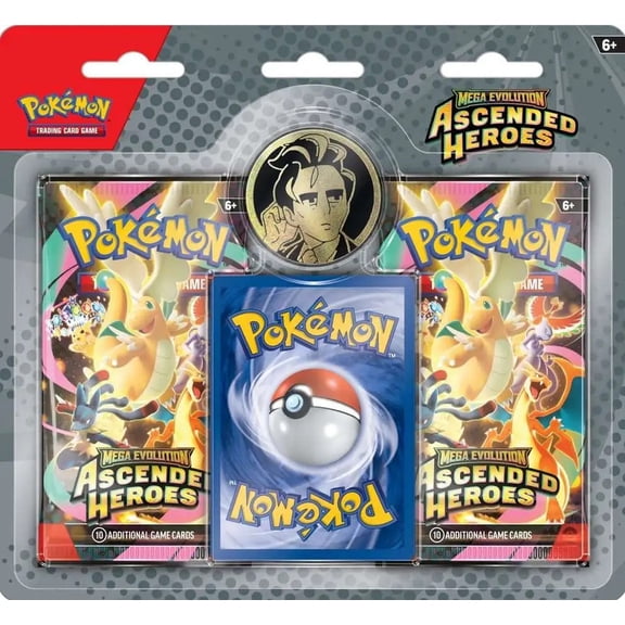Collectible Pokemon Mega Evolution Ascended Heroes Gym Leader Larry 2-Pack Blister (2 Booster Packs & Coin)