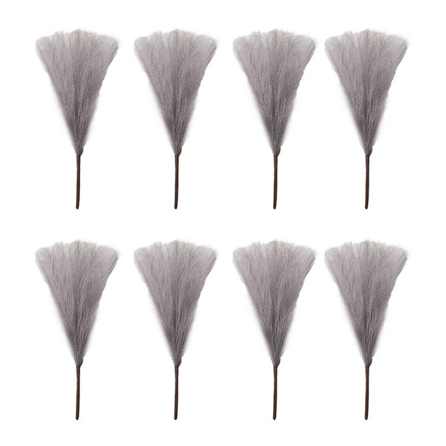 Bewildely 8 unids/set apariencia realista pastos de pampa artificiales flores cualquier espacio plantas de pastos de pampa falsos Decoración del hogar Gris degradado >45cm