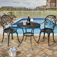 thumbnail image 4 of Costway 3pcs Outdoor Set Cast Aluminum Patio Bistro Attached Removable Ice Bucket, 4 of 10