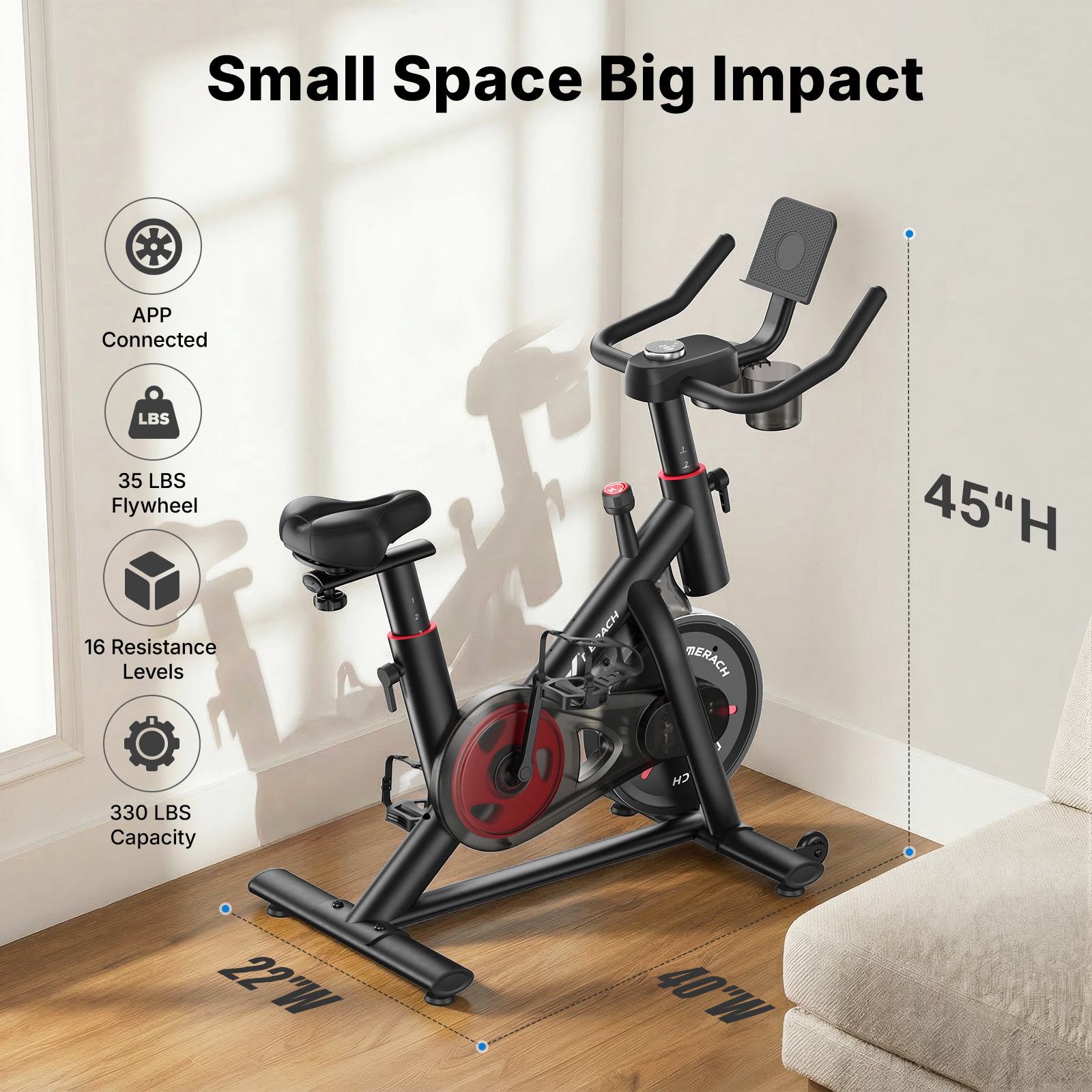 MERACH Stationary Exercise Bike 330lbs Capacity photo 2