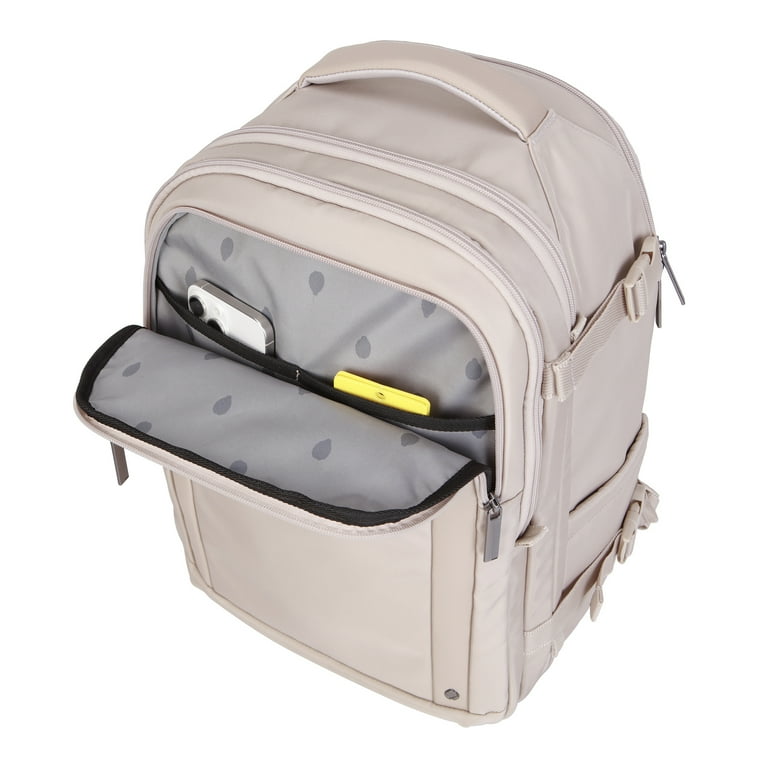 3 section backpack with laptop sleeve btL 18-inch Nylon Travel Backpack with 15-inch Laptop Sleeve, Taupe