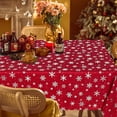 thumbnail image 5 of Christmas Tablecloth Rectangle - 60x84 inch Snowflakes Foil Print Pattern Washable Wrinkle Resistant Holiday Tablecloths for Christmas Family Gathering, Dining Room Table 130GSM, 5 of 7