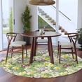 thumbnail image 3 of Green Botanical Round Area Rug 7Ft Washable Circle Rugs for Dorm Laundry Room, Spring Floral Summer Botanical Rustic Non-Slip Carpet Floor Mats Indoor Outdoor Carpet Runner Aesthetic Home Decor, 3 of 8