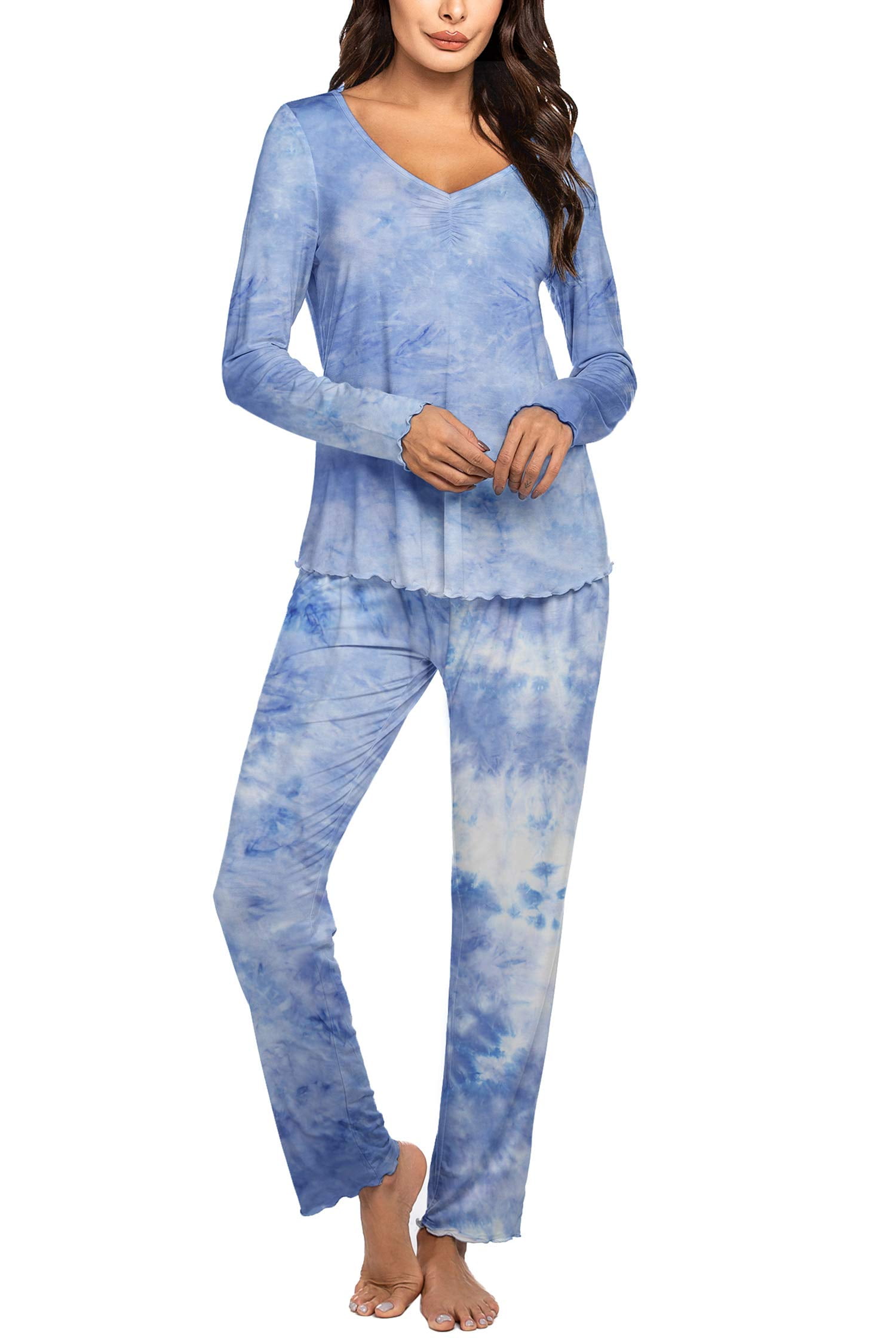 a.Jesdani Pajamas for Women Soft Sleepwear Set Long Sleeve Comfy Pjs
