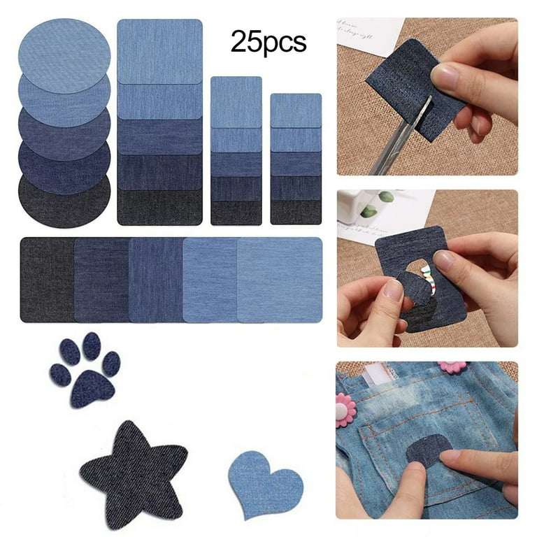 Yesbay 25 Pcs Iron on Patches Repair Kit Inside Thigh Denim