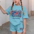 thumbnail image 5 of ITSAME 4th of July Girls Outfit Sets, American Flag Print Crewneck T-Shirts and Shorts Casual Clothes Set Sky Blue Size 6, 5 of 6