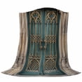 thumbnail image 6 of Turquoise Vintage Door Blanket Soft Cozy Warm Throw Blanket for Couch, Plush Fuzzy Flannel Fleece Blankets for Sofa, Countryside Barn Abstract Art Bed Blankets Lightweight Gifts for Women, 40"x60", 6 of 9