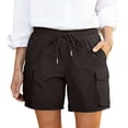 thumbnail image 2 of Women's Cargo Shorts Quick Dry Lightweight Athletic Hiking Shorts Casual Elastic Waist Drawstring Summer Shorts with Multi-Pockets, 2 of 9