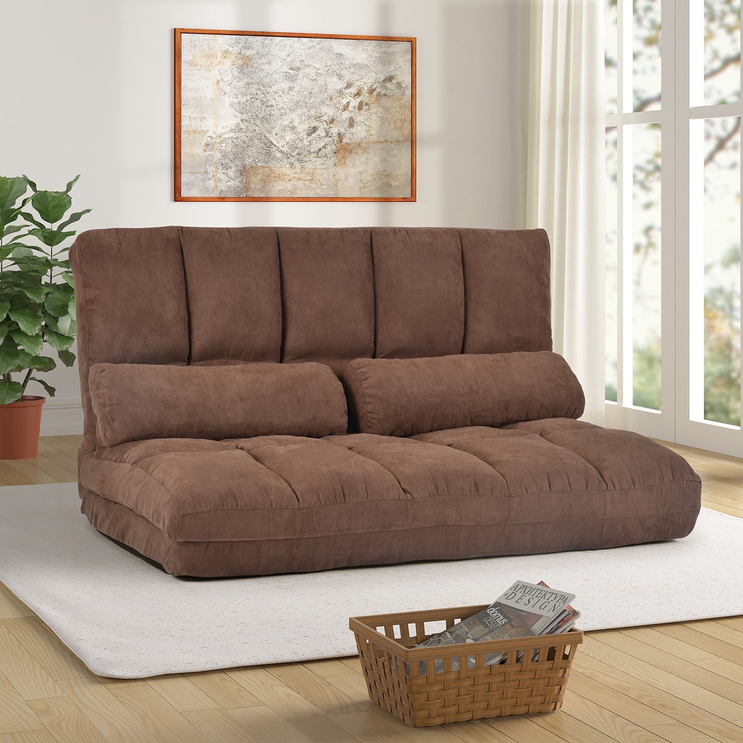 Double Chaise Lounge Sofa, Floor Sofa Bed Adjustable Sleeper Bed Futon Bed Couches Reclining Sofa Lazy with Two Pillows - Walmart.com