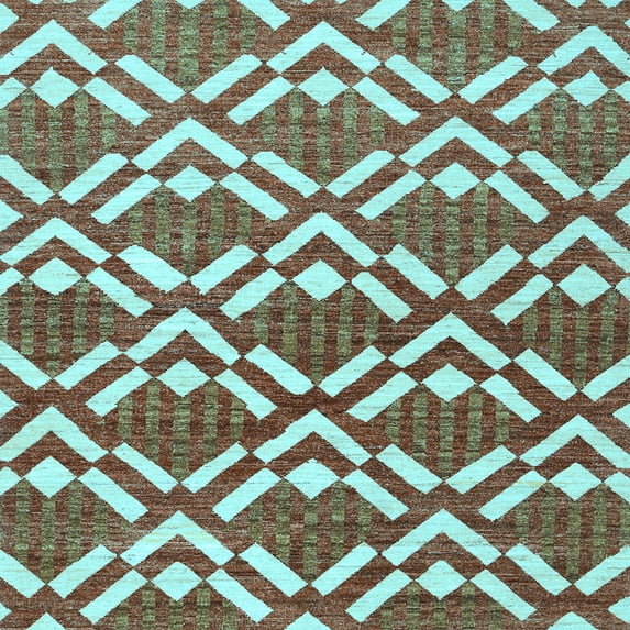 Ahgly Company Indoor Square Abstract Light Blue Contemporary Area Rugs, 5' Square