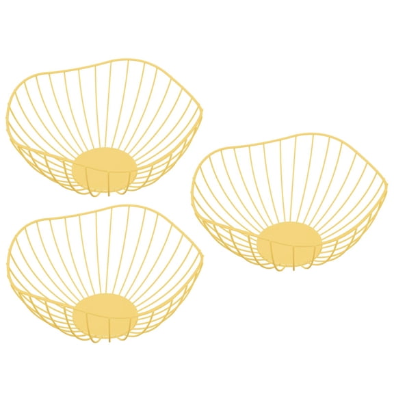 Metal Wire Fruit Basket Fruit Bowl for Home Decor, Kitchen Counter, Fruit Holder Stand Storage Baskets for Countertop, Home Decor, Table Centerpieces, Vegetable Bowls (Gold)