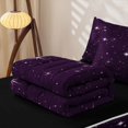 thumbnail image 6 of Manfei Dreamy Stars Zipper Twin Comforter Sets with Fitted Sheet and 2 Pillowcases,Sprinkle Print Zipper Bedding Set,Purple White,Black Reversible,4pcs, 6 of 8