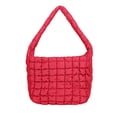 thumbnail image 2 of Deago Women's Quilted Bag Large Puffer Tote Bag Lightweight Padding Shoulder Bag Satchel Handbag Zipper Bag (Rose Red), 2 of 10
