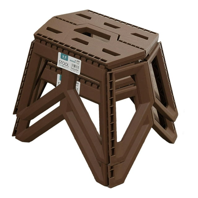 S SERENABLE 2 Pcs Tabourets Pliants Tabouret de Camping pour Extérieur Intérieur Randonnée Pêche Marron