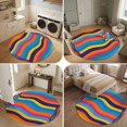 thumbnail image 5 of Small Round Rug 3Ft, Modern Abstract Non-Slip Washable Circle Rugs Carpet, Bohemia Wave Stripes Fluid Simple Colorful Indoor Outdoor Rug Floor Mats Throw Runner for Bedroom Living Room Bathroom, 5 of 8