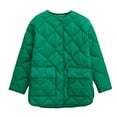 thumbnail image 4 of WCMZJ Quilted Lightweight Jackets for Women Winter 2024 Fashion Long Sleeve Button Down Jacket Casual Outerwear with Pocket Green S, 4 of 5