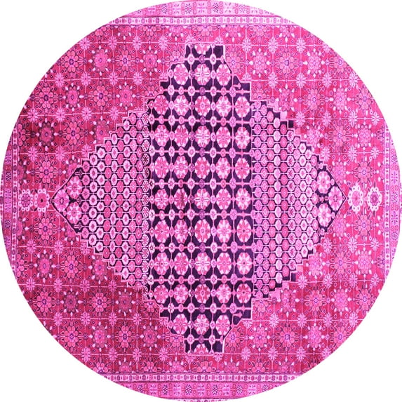 Ahgly Company Indoor Round Persian Pink Traditional Area Rugs, 7' Round