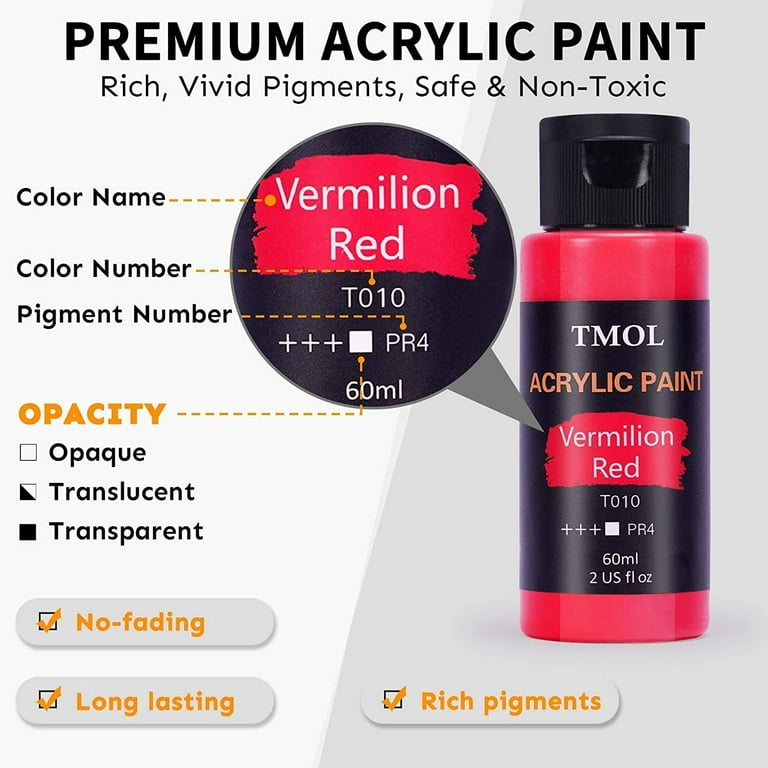Acrylic Paint Set - 24 Vibrant Rich Pigments Acrilic Paint for Painting  Wood Ce