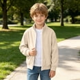 thumbnail image 6 of Busydd Boys and Girls Corduroy Jacket 4-15 Years Casual Solid Color Long Sleeve Fall Jacket Trendy Ribbed Zip Up Stand Collar Jacket Outerwear, 6 of 9