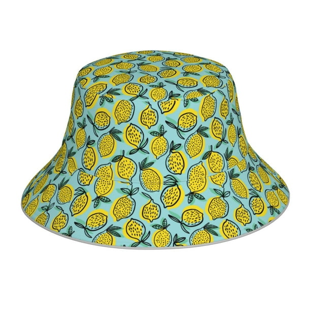 Fotbe Lemon Sombrero Tipo Pescador con Estampado – Sombrero de Sol de Algodón de Moda para Playa, Golf, Pesca