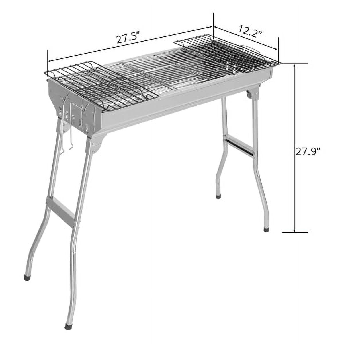 Portable Stainless Steel Grill - Lightweight, High-Temp Resistant, with 2 Iron Grills & Anti-Scald Handle for Home/Outdoor Camping