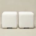 thumbnail image 5 of 18.5" Wide Modern Square Boucle Upholstered Ottoman with Solid Wood Legs Set of 2, Multi-Functional Sofa Footrest, Side Table, Extra Seating for Living Room, Bedroom, Fully Assembled (White), 5 of 10