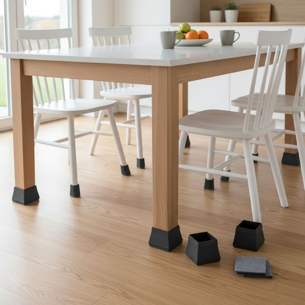 16 PCS Square Chair Leg Floor Protector, Silicone Chair Leg Cover, Mobile Table Leg pad, Furniture Leg Protectors with Felt,Protect The Floor from Scratches.1 1/2 in Black.